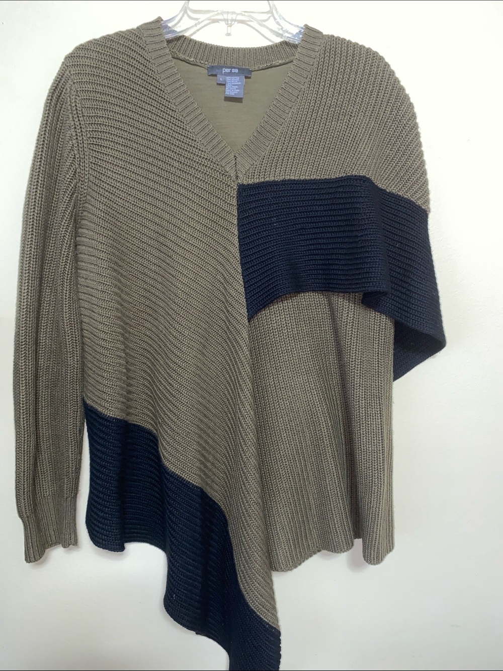Per Se • Cashmere Blend • V-Neck • Oversized • Sweater • Large